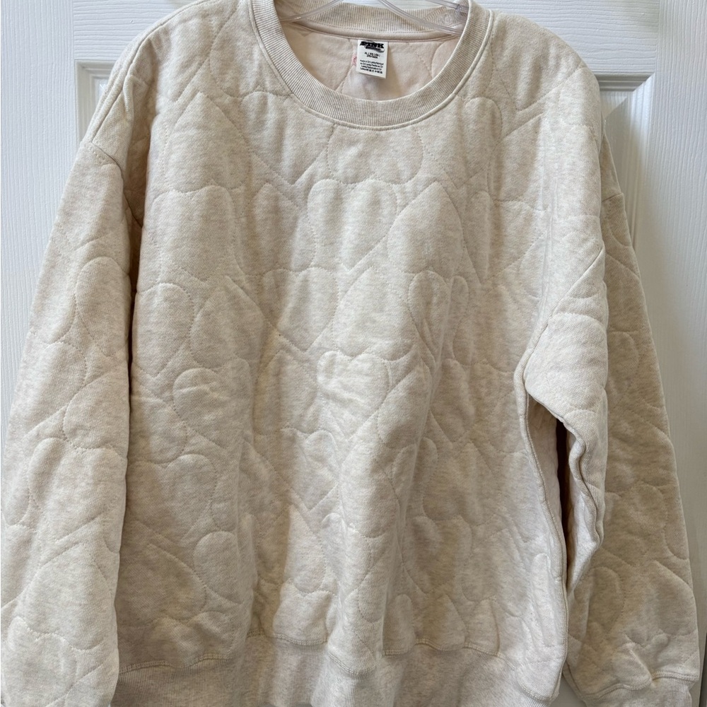 PINK Victoria's Secret Cream Quilted Sweater